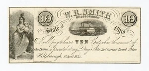1853 10c W.R. Smith - Hillsborough, OHIO Merchant Scrip AU - Picture 1 of 2