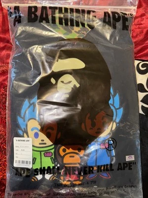BAPE x Dragon Ball Z Super Son Goku & Vegeta Sudadera con Capucha 'Negro' Totalmente Nueva Sellada Foto 1 de 2