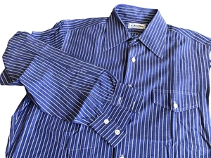 Camisa De Colección Ascot Chang Para Hombres L Azul Blanco Manga Larga Con Botones Hecha a Medida Nueva - Imagen 1 de 19