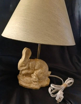 Hen-Feathers Accents Table Lamp Hand Casted Rabbit Figurine Decor Bedside Lamp - Image 1 of 4
