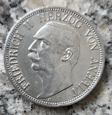 Deutsches Kaiserreich Anhalt Dessau 3 Mark 1911 Friedrich II. 1904-1918 Silber, - Bild 1 von 2