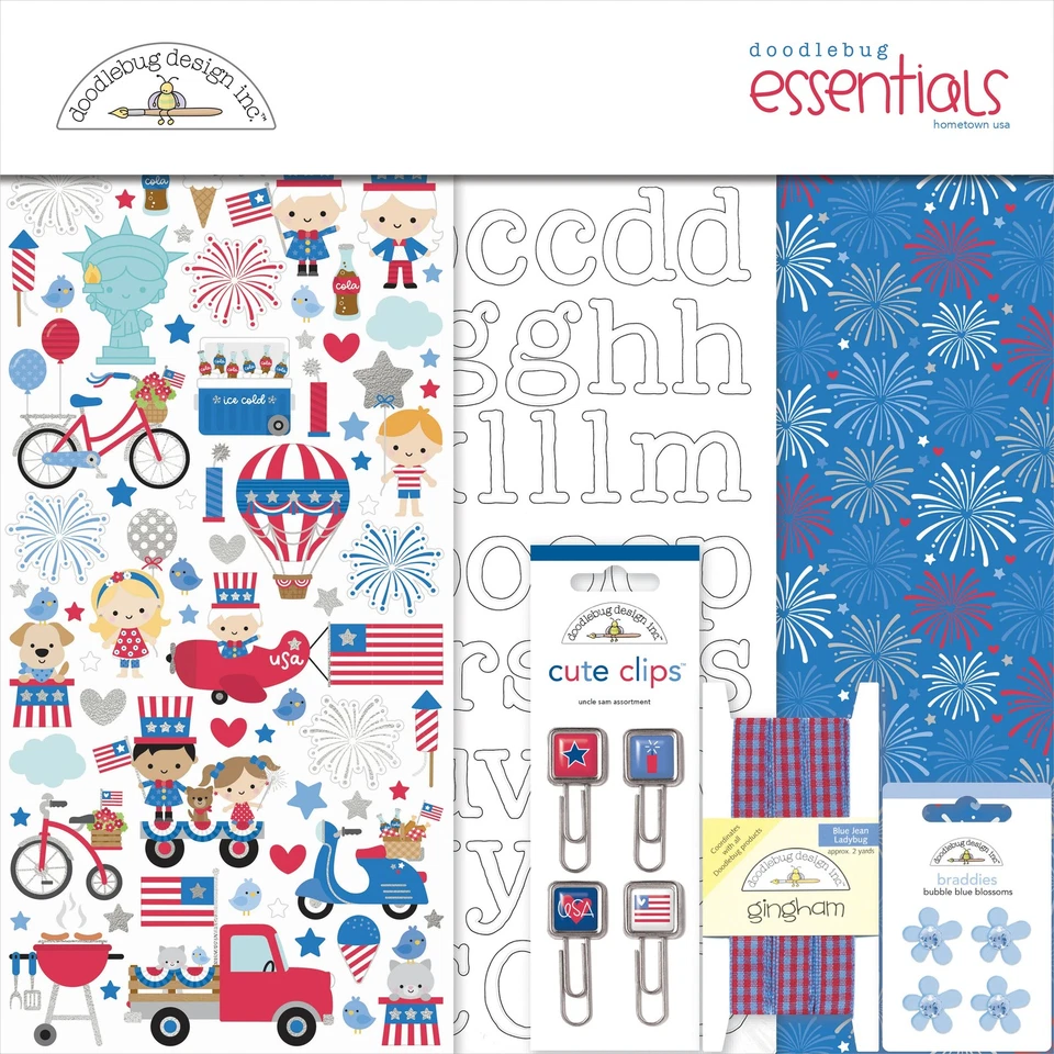 Doodlebug Essentials Page Kit 12"X12"-Ciudad natal EE. UU. Foto 1 de 1