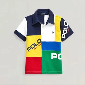 Polo Ralph Lauren kids sz 5 patchwork colorblock shirt logo “Ss Kc-kn-psh” - Picture 1 of 9