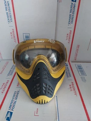 Máscara de paintball VForce Grill lente antiniebla única árbitro negra/amarilla - T6#10 Foto 1 de 4