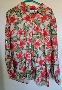 Studio Linen Works Shirt Womens XL Floral Summer Vacation Career - Picture 1 of 3