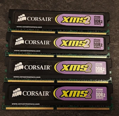 Corsair XMS2 DDR2 800Mhz CL4 Low Latency! *Rare* 4x1GB (4GB) - Image 1 of 3