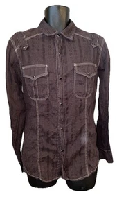 Pop Icon Pearl Snap Maroon  Jacquard Long Sleeve Shirt Mens Size Small - Picture 1 of 7