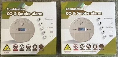 2 Cajas ~ Combinación de Alarmas de CO y Humo, LED Instalación Sencilla Foto 1 de 2