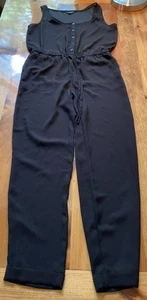 Ann Taylor Loft Womens Jumpsuit Rumper Size XS Black Sleeveless Pant Drawstring - Picture 1 of 8