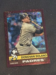 2025 Topps Heritage - Donovan Solano #269 Chrome Burgundy Sparkle Refractor - Picture 1 of 2