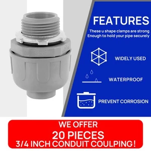 20Pcs 3/4 inch Liquid Tight Connector PVC Straight Conduit Connector amyrC - Picture 1 of 11