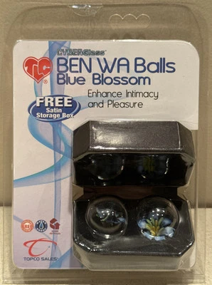 Ben Wa Balls Blue Blossom. Solid Hand-blown 1” Glass Balls w/ Satin Storage Case - image 1 of 4