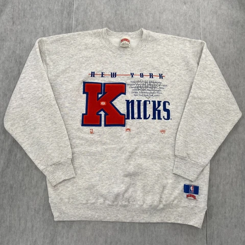 VINTAGE New York Knicks Sweater Adult Extra Large Gray Nutmeg Mills NBA Mens XL Cover