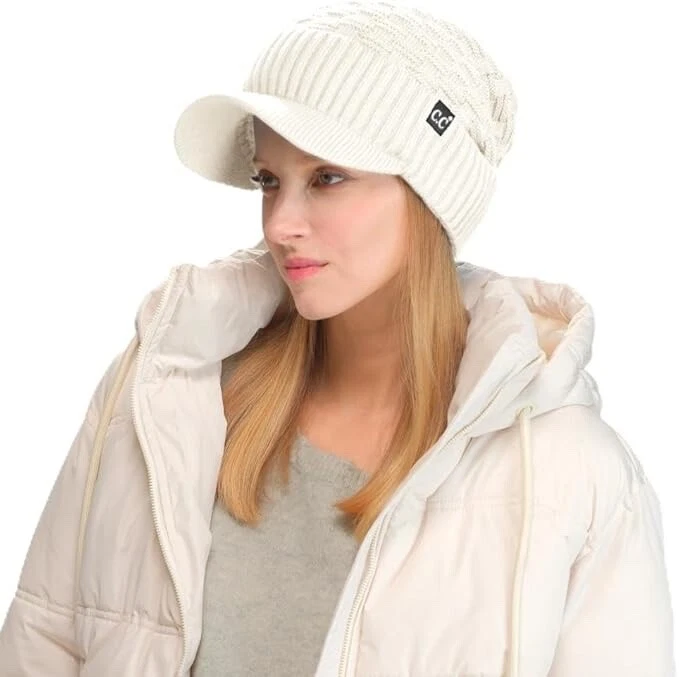 Gorro C.C Beanie forro de lã difuso tamanho grande quente robusto macio elástico viseira gorro - Imagem 1 de 1