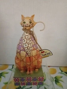 Jim Shore Heartwood Creek Statue Checkers Brown Cat 4025835 Rare M - Picture 1 of 4