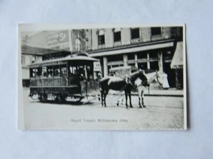Carro de tracción de caballos de tránsito rápido foto real Middletown Ohio OH RPPC - Imagen 1 de 2