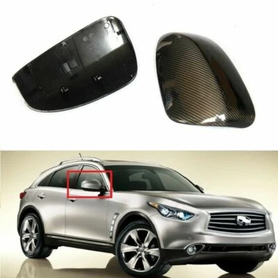 Carbon Fiber Side View Mirror Cover Caps For Infiniti EX FX35 37 JX QX50 60 70 - Image 1 of 3