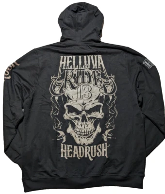 HEADRUSH HELLUVA RIDE Hombres Talla 2XL Negro Pullover Sudadera con Capucha NUEVO Foto 1 de 4