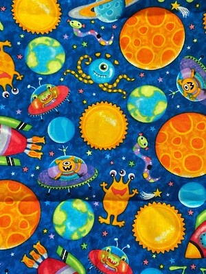 Studio E ~ Lost in Space by Shala Fults~ Planets & Aliens Cotton Fabric ~ 2 yds - Изображение 1 из 4
