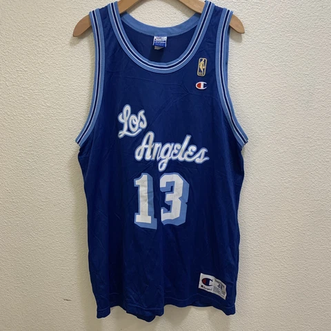 Vintage Champion Wilt Chamberlain LA Lakers #13 Blue Jersey Gold Logo 48 Xl Nba Cover