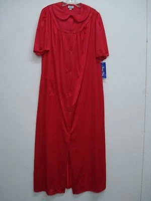 USA Made Nancy King Lingerie Tea Length Robe Size Medium Red #520Q - Image 1 of 2