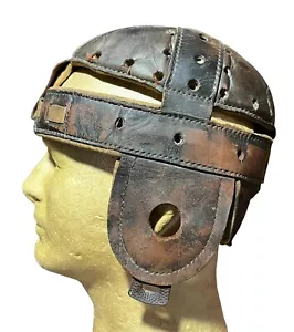 Antiguo casco de fútbol americano de cuero estilo aviador marca Spalding de alrededor de 1910 temprano - Imagen 1 de 9