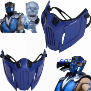 Game Cosplay Costume Prop Mortal Kombat 11 Sub-Zero Half Face Blue Mask Resin - Picture 1 of 5