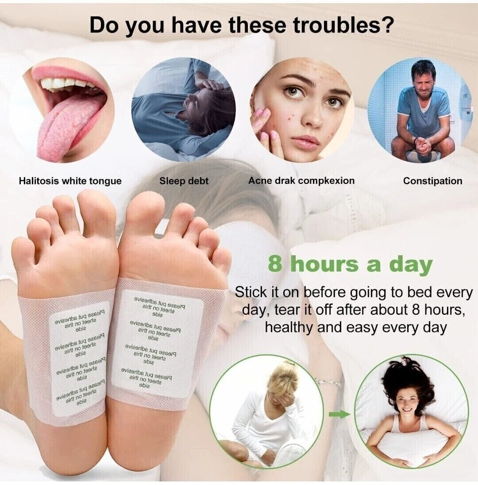 100 PEZZI CEROTTI DETOX PER PIEDI PRINCIPI ATTIVI NATURALI DETOX DORMIRE MEGLIO - Immagine 1 di 4