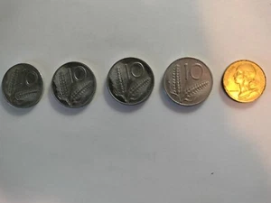 4 Italian 10 Cent Coin (1953, 1968, 1971, 1968, 1 French 10 Centimes (1979) - Picture 1 of 2