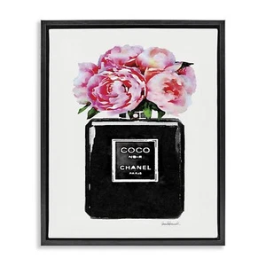 Stupell Industries Glam Perfume Bottle Flower Black Peony Pink, Design by Ama... - Picture 1 of 11