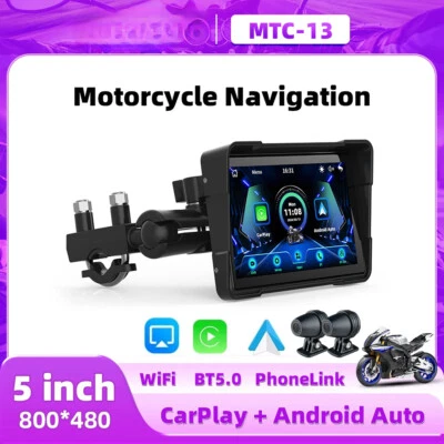 5inch Navigation Motorcycle Dual TB Carplay Display Screen Wireless Auto Monitor - Image 1 of 4