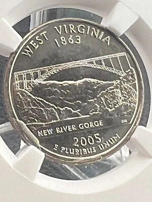 2005 P WEST VIRGINIA 25C OBVDUE BREAK @4:00& TWO REV DIE BREAKS @6:00&8:00 MS 66 - Image 1 of 4