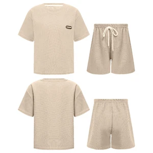 Unisex Kids Set Running Suit Sweatshirt Outfit Shorts Uniform Texture Exercise - Picture 1 of 54