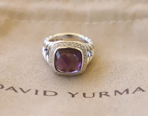 Anillo David Yurman Plata de Ley 11mm Albión Amatista y Diamantes talla 7.5 - Imagen 1 de 7