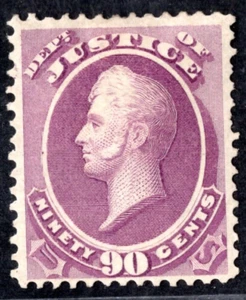 US 1873 OFFICIAL NINETY CENTS SCOTT #O34 MINT HINGED NICELY CENTERED - Picture 1 of 2