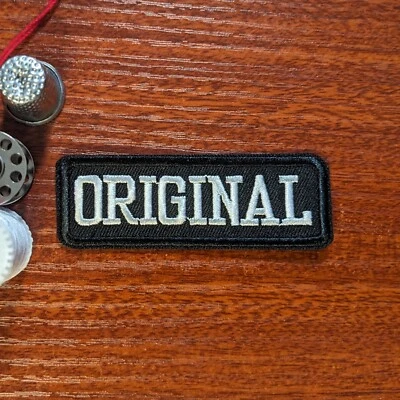 Original Patch Biker Punk Goth Gangster Embroidered Iron On Rectangular 1.25x3" - Image 1 of 3