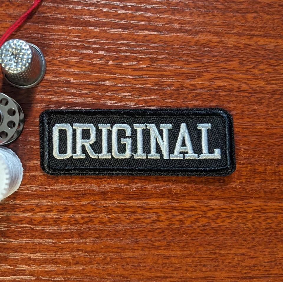 Original Patch Biker Punk Goth Gangster Embroidered Iron On Rectangular 1.25x3" - Image 1 of 3