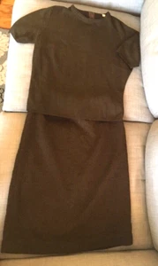 Vintage Womens M Brown 2 Piece Sweater Skirt 1960's Glentran Knit by Glengarry - Picture 1 of 9