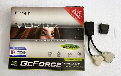 PNY Nvidia GeForce 9400GT DDR2 1GB PCIe 2.0 Video Graphic Card with HDMI Adapter - Image 1 of 4