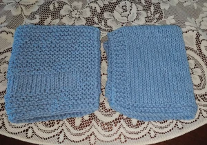 Hand Knit - Dishcloth/Washcloth - Set of Two (2)   Blue - Picture 1 of 1