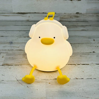 Silicone Duck Pat Night Light Dimmable Bedside Lamp Caring Kids Room 3 Settings - Image 1 of 4