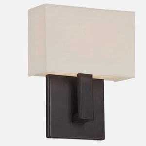 NEW Pottery Barn 7" Dillion LED Sconce Bathroom Bath Wall Light Bronze Modern - Picture 1 of 6