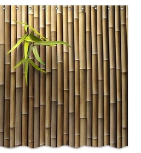 Bamboo 3D Printed Outdoor Shower Curtain Zen Japanese Nature Fabric Shower Cu... - Picture 1 of 7