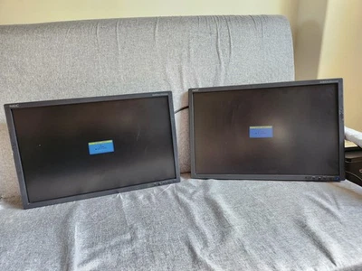 2 x 22" NEC Dual MultiSync Windows Monitor Display Set with power cords - Black - Image 1 of 4