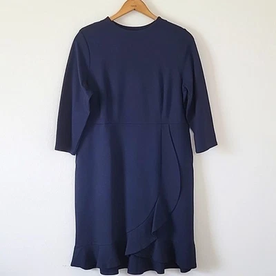 Vestido J Jill Azul Marino Ponte Volantes Talla Mediana Pequeño MP Foto 1 de 4