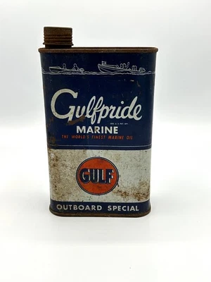 Vintage Gulfpride Marine Outboard Special Motor Oil Can - Quart - Circa 1950 - Image 1 of 4