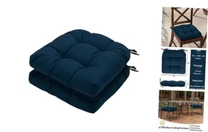 19"x19" Tufted Seat Cushion 2 Pack, U-Shaped Patio Cushions with Ties, - Picture 1 of 8