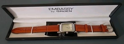 Raro Reloj Tanque Embassy Gruen Vintage Para Hombre Nuevo Antiguo Stock Batería Nueva Foto 1 de 4