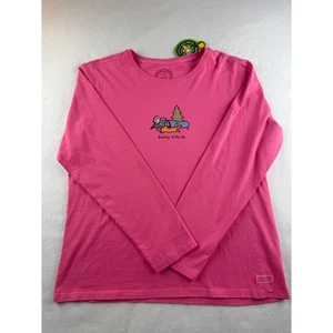 Life is Good Women's Pink Long Sleeve T-Shirt Sunny Side Up Relaxed Fit  L - Picture 1 of 10