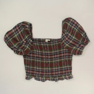 Top Campesino American Eagle Cuello Cuadrado Calado Talla Grande Cuadros Años 90 Y2K Festival Foto 1 de 4